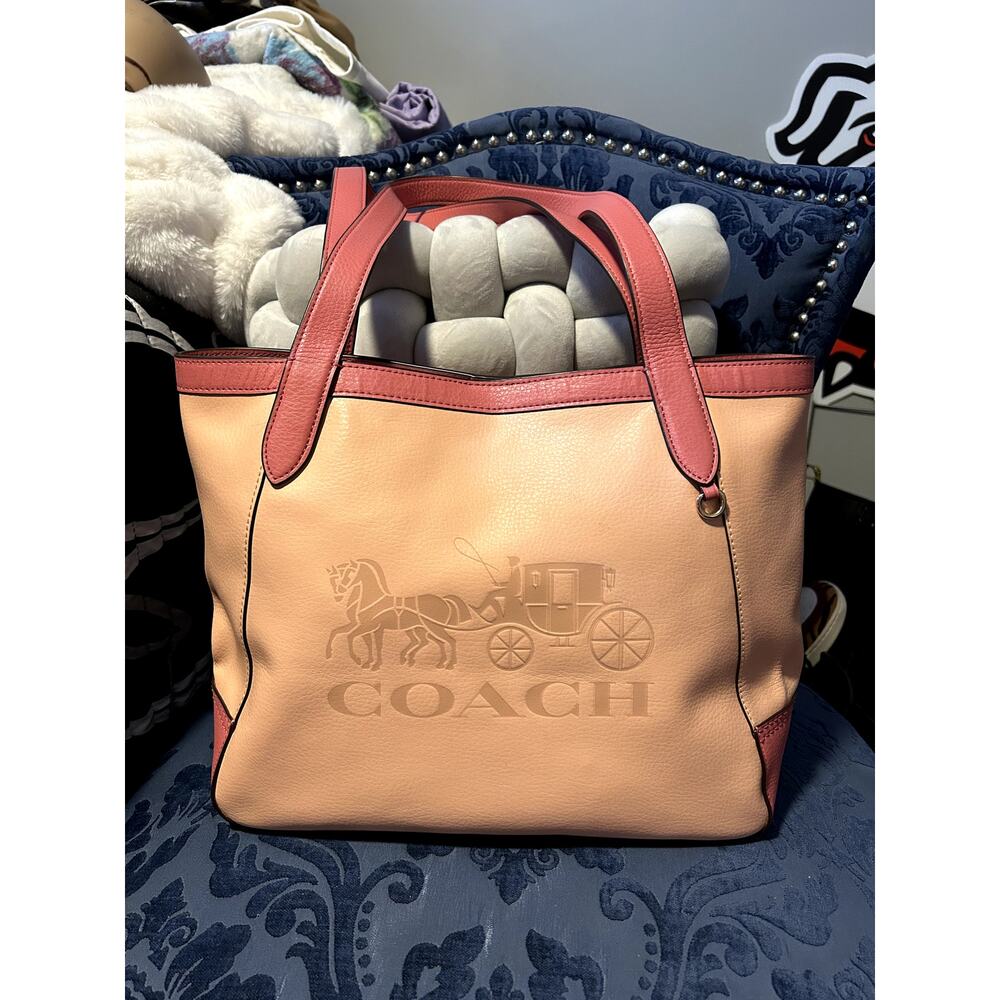 Coach Pink on Pink Dempsey Horse and Carriage Satchel NWOT